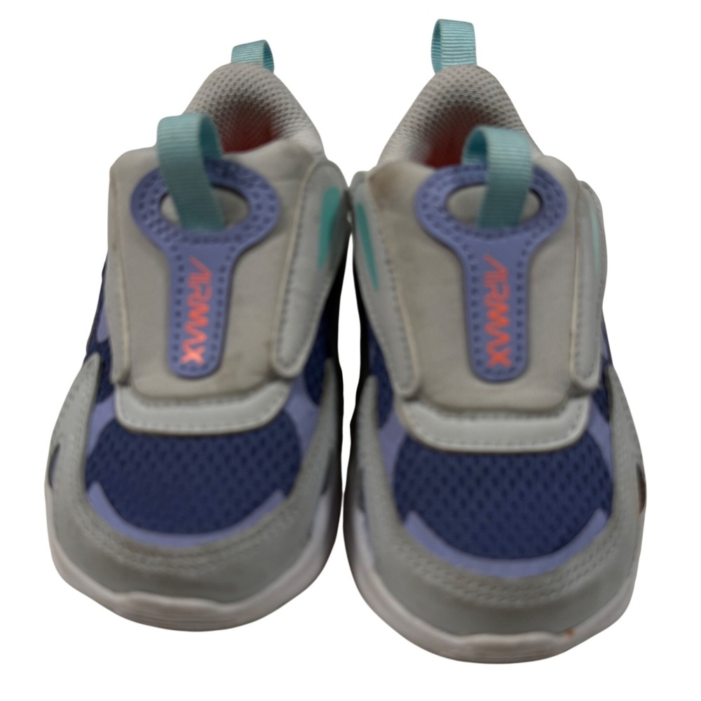 Nike Air Max Bolt Toddler Size 6C Gray Purple Aqua Hook Loop Sneakers